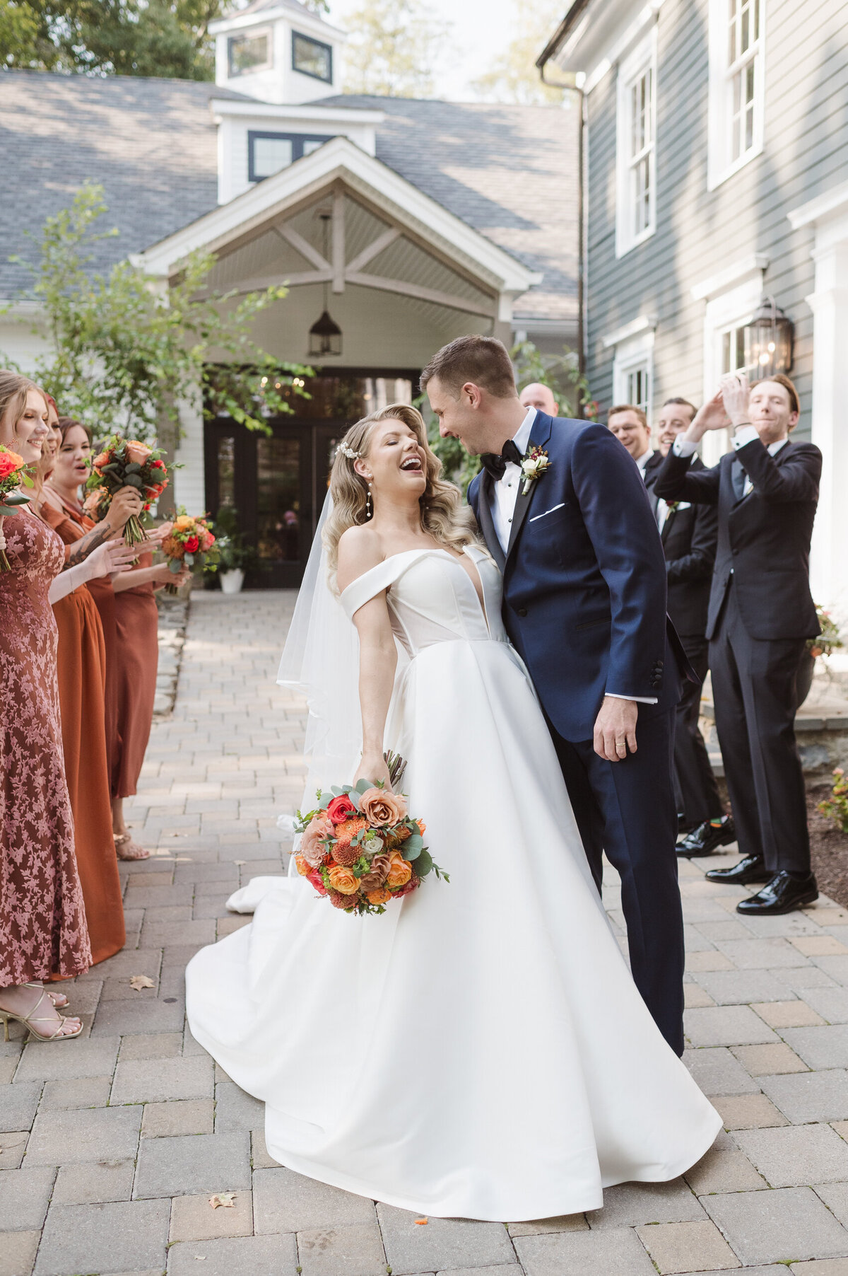 wedding party with bride and groom photo