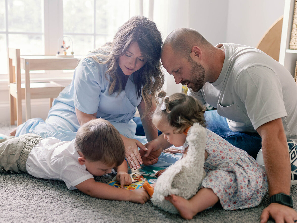 Family playing on the floor