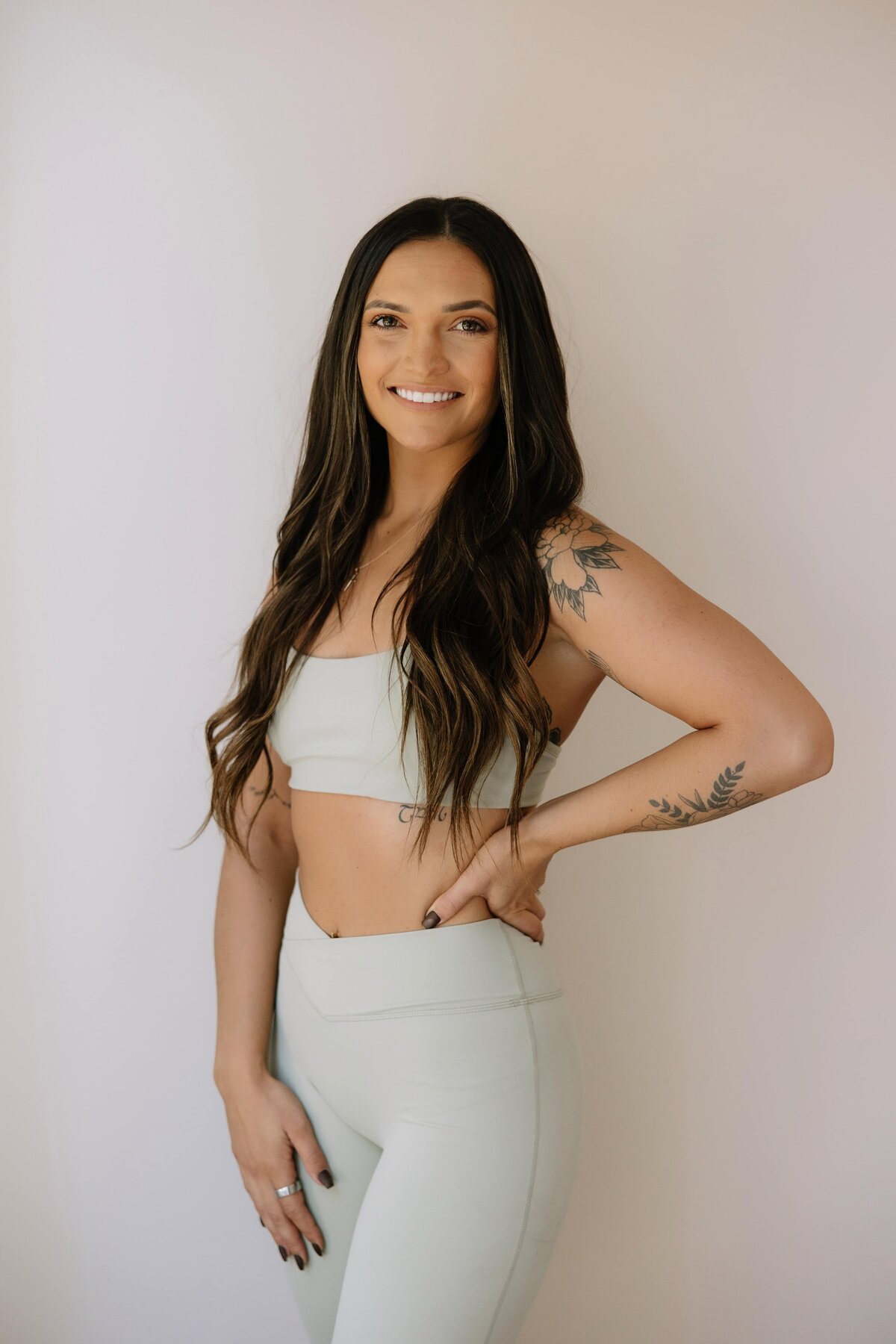 A fitness coach poses for a photo during her branding session in Fort Collins, Colorado.