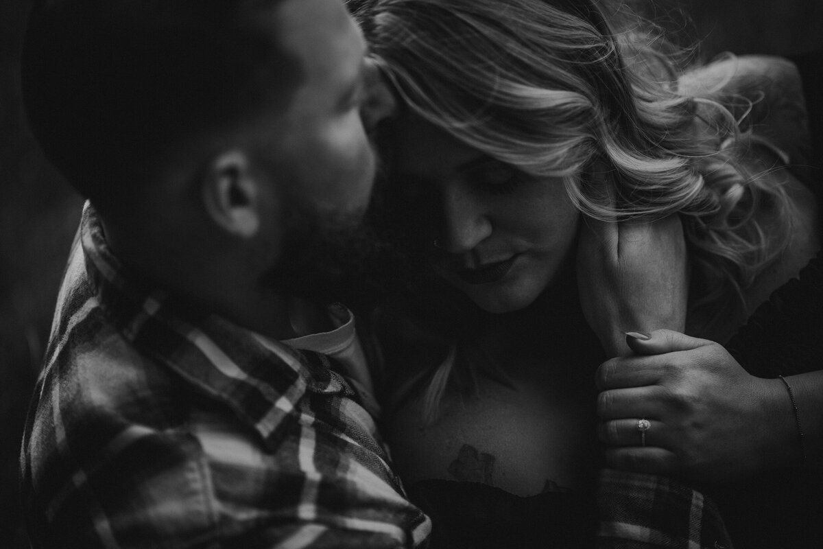 dark and moody engagement session