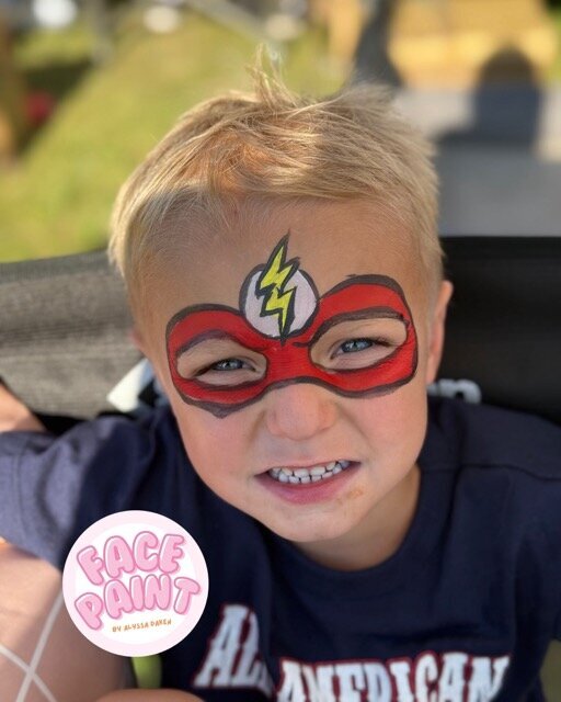 face-painting-by-alyssa-daken-Bemidji-boys-flash-superhero-mask-face-paint-design
