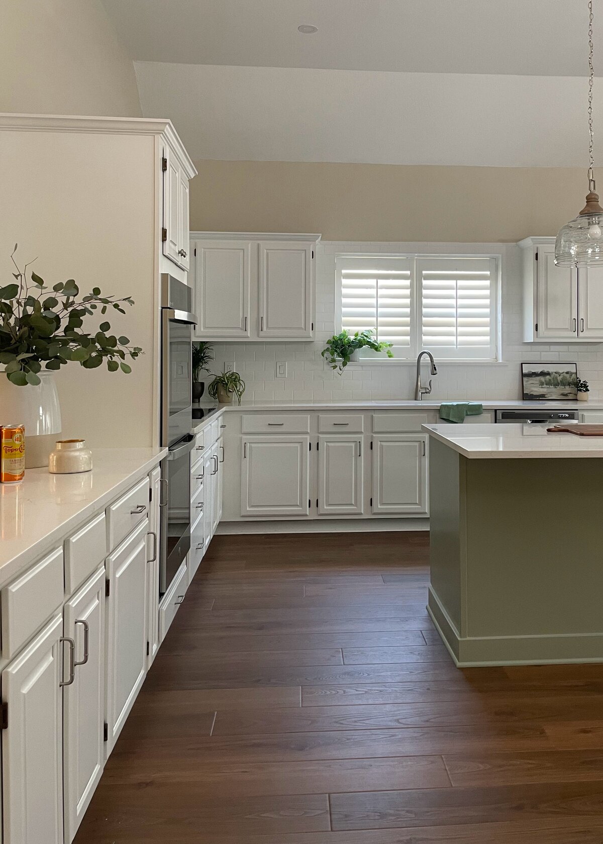 dusti j design green brown and white kitchen