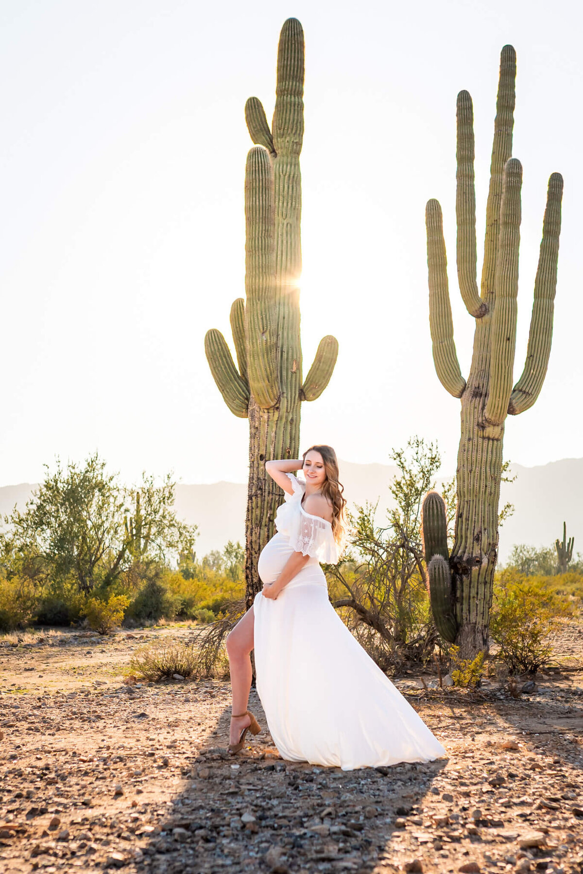powerful pose for Arizona mother-to-be in the desert. 