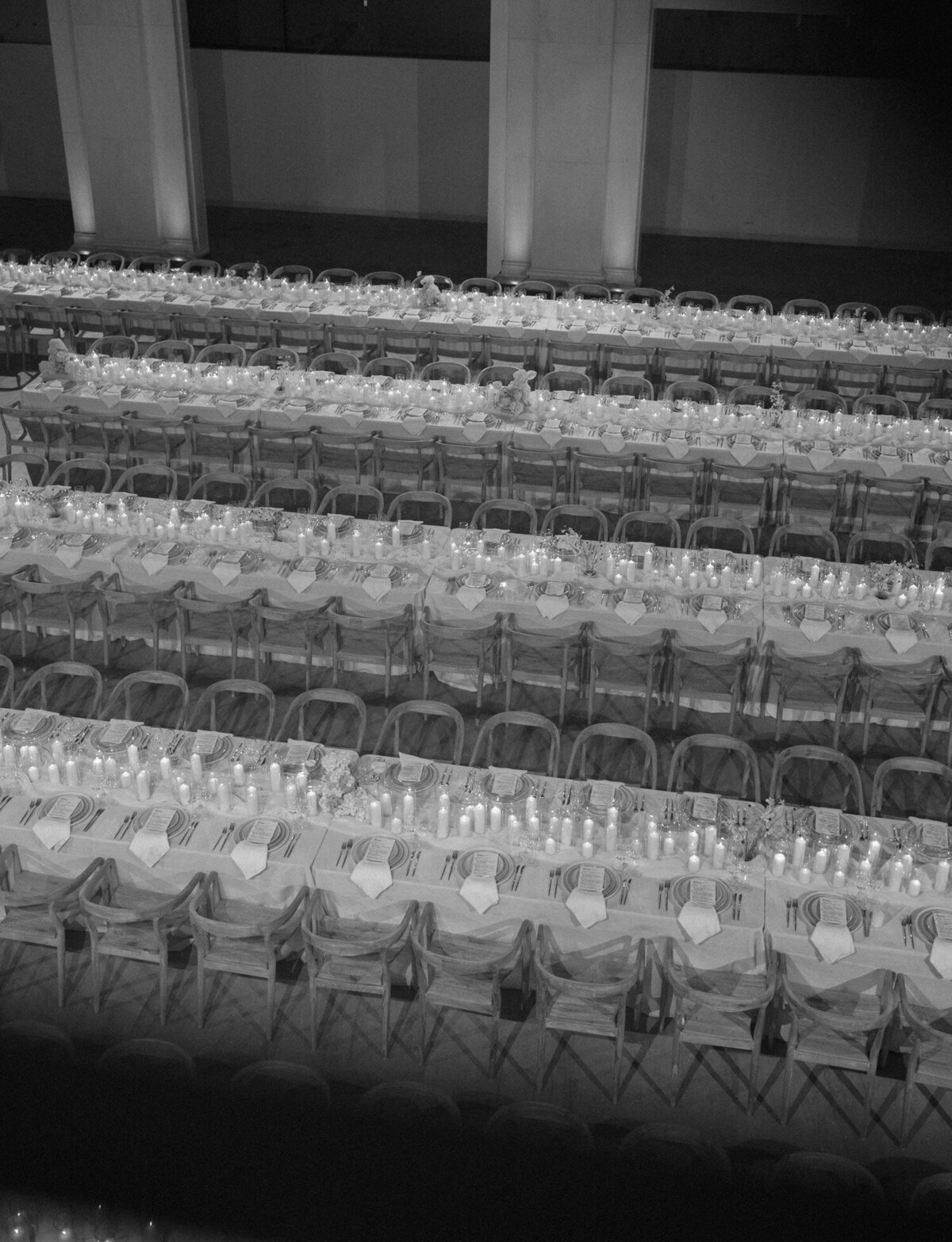 endless candlelit tables stretch throughout Detroit's State Savings Bank