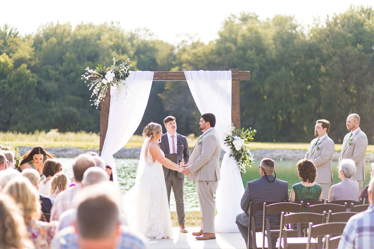 wedding ceremony at  The Barn at White Oaks, Murray, Kentucky
