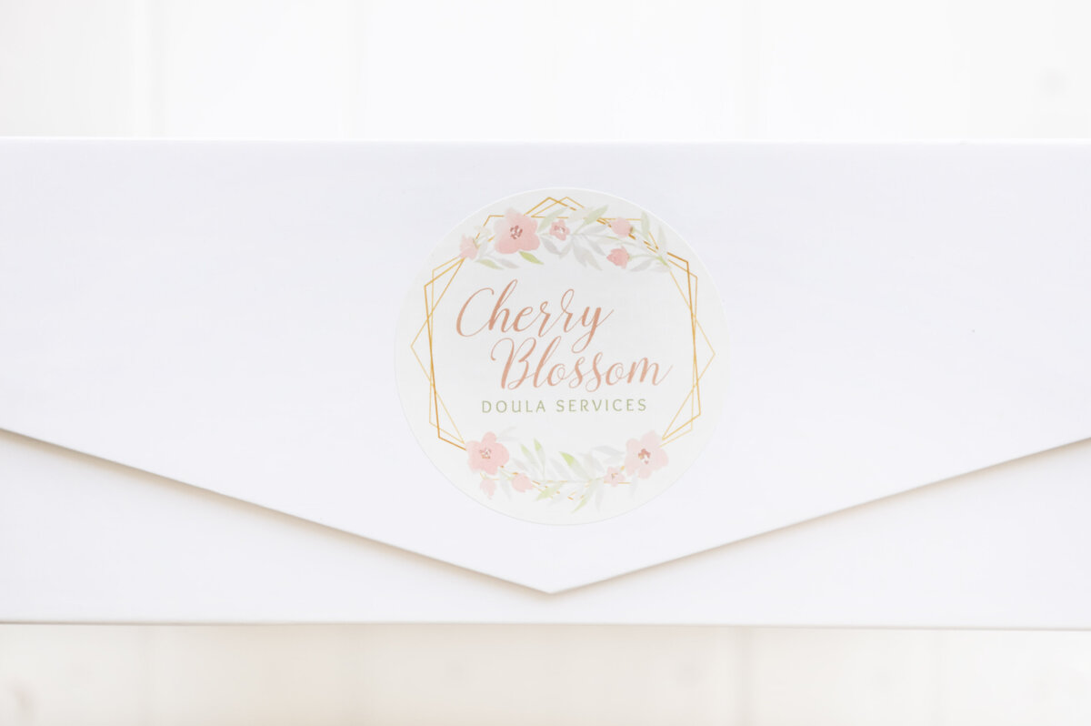 Cherry Blossom Doulas logo on an envelope