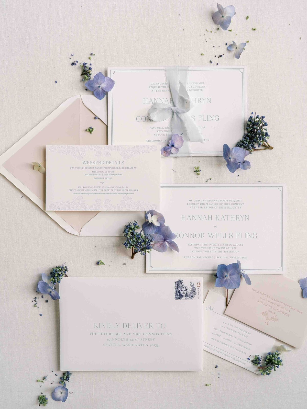 wedding stationary flat lay styled by kaleb norman james