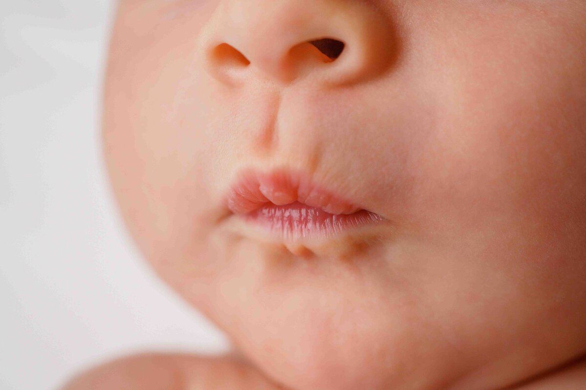 Puyallup Newborn Photographer Studio Baby Detail Shots Lips Lana Stewart Studios