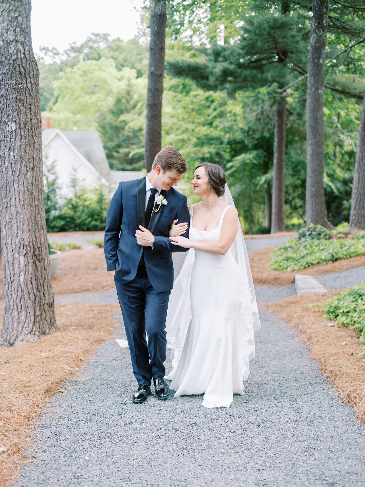 A North Carolina Wedding Couple Walking