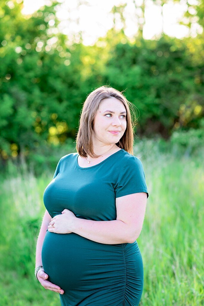 pregnant woman looking away