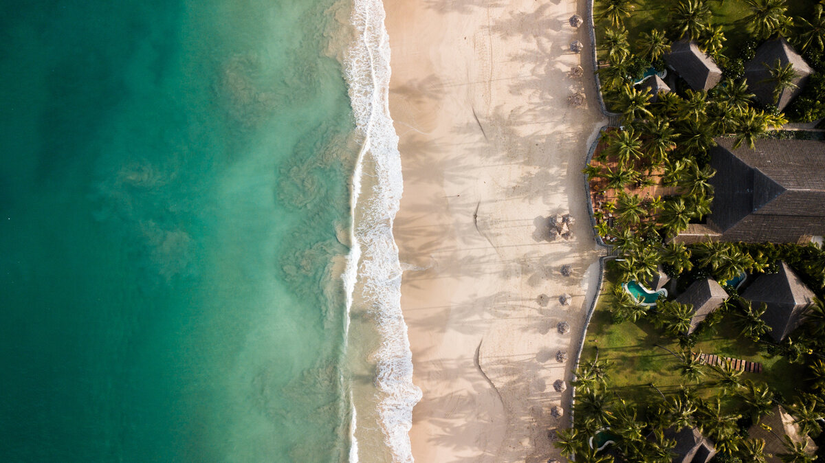 Drone photo of beach in Myanmar