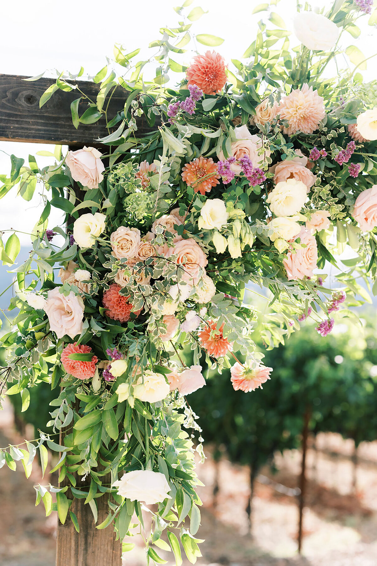 Peach Dahlia and Smilax Arch