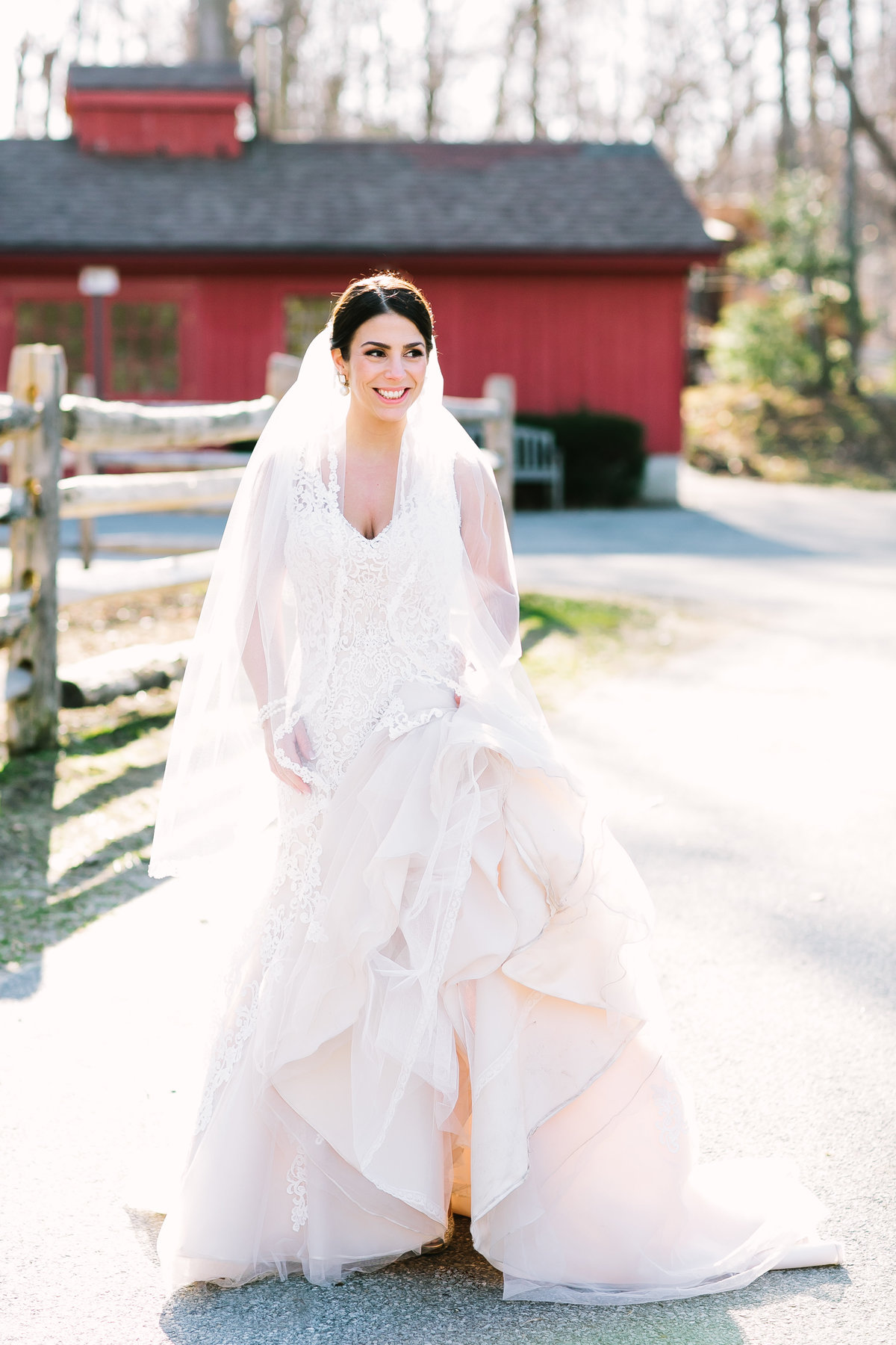 glowing bride in romona keveza gown