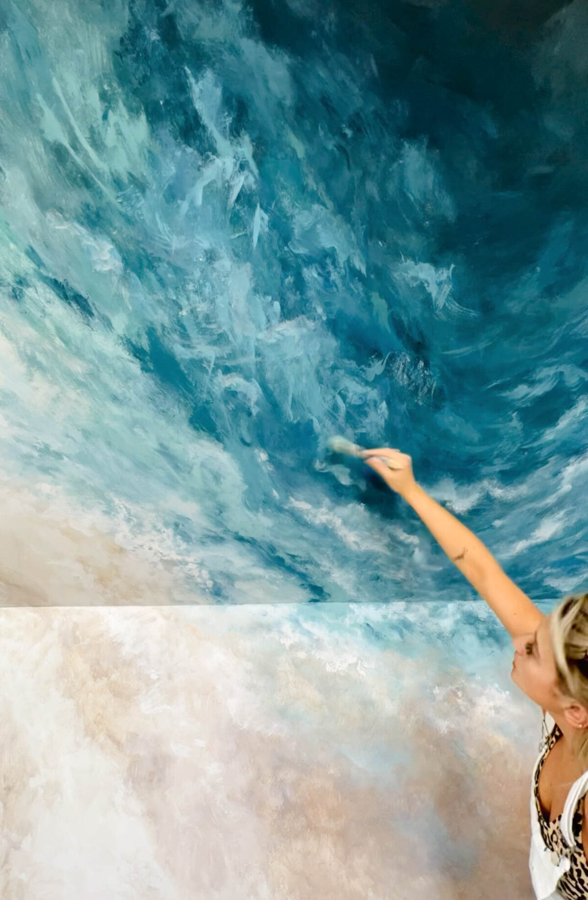 ocean waves mural