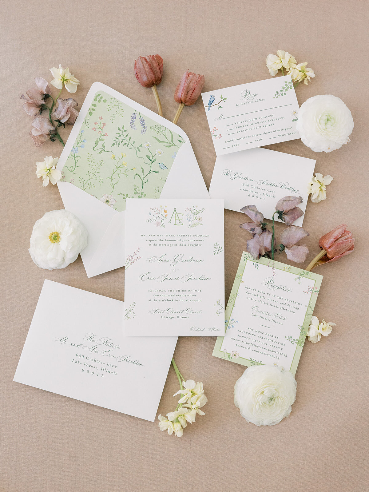 Kelly McDevitt Design Watercolor Wedding Invitation