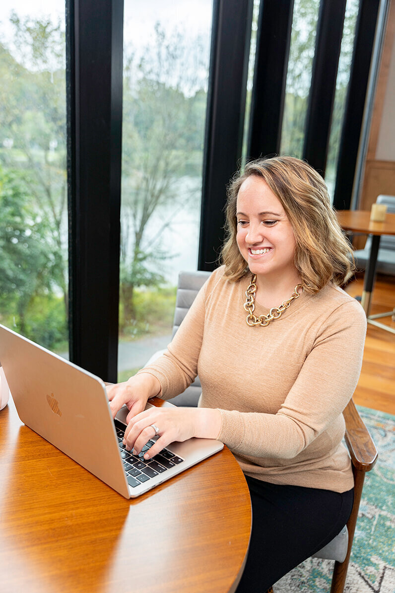 social media manager on the call with a client for branding photoshoot in  columbia md