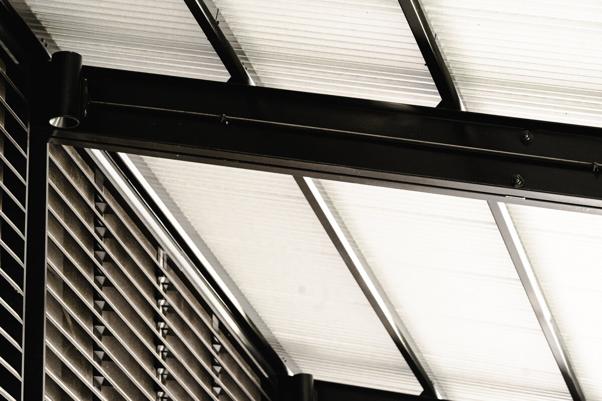 black steel beam to support shade structure