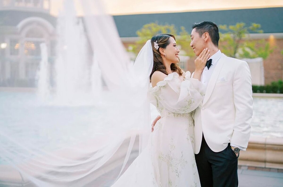couple's portrait at their wedding designed by New Jersey wedding planners