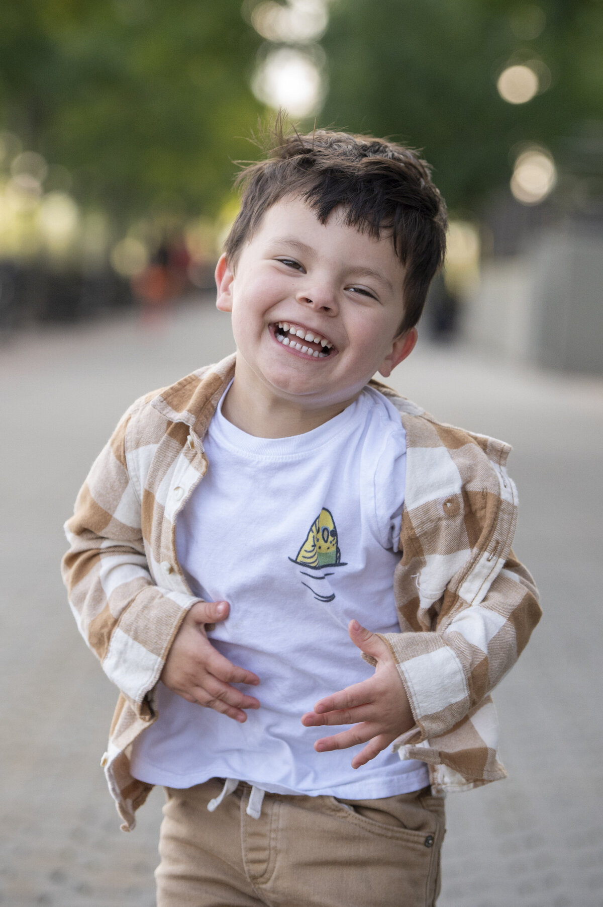 A small child laughing