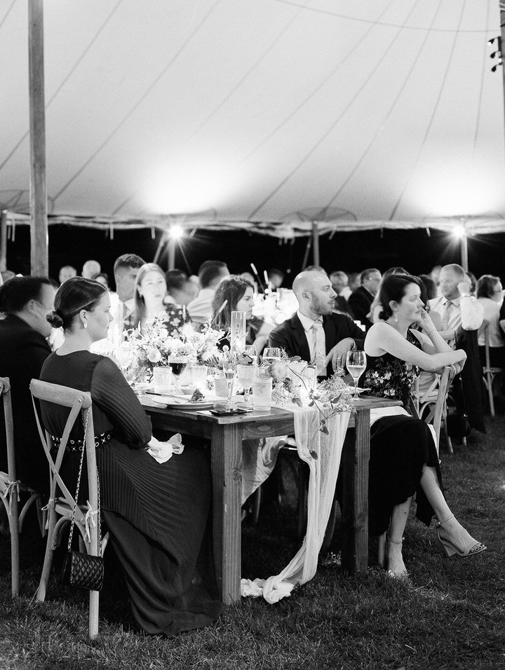 black and white wedding reception photo