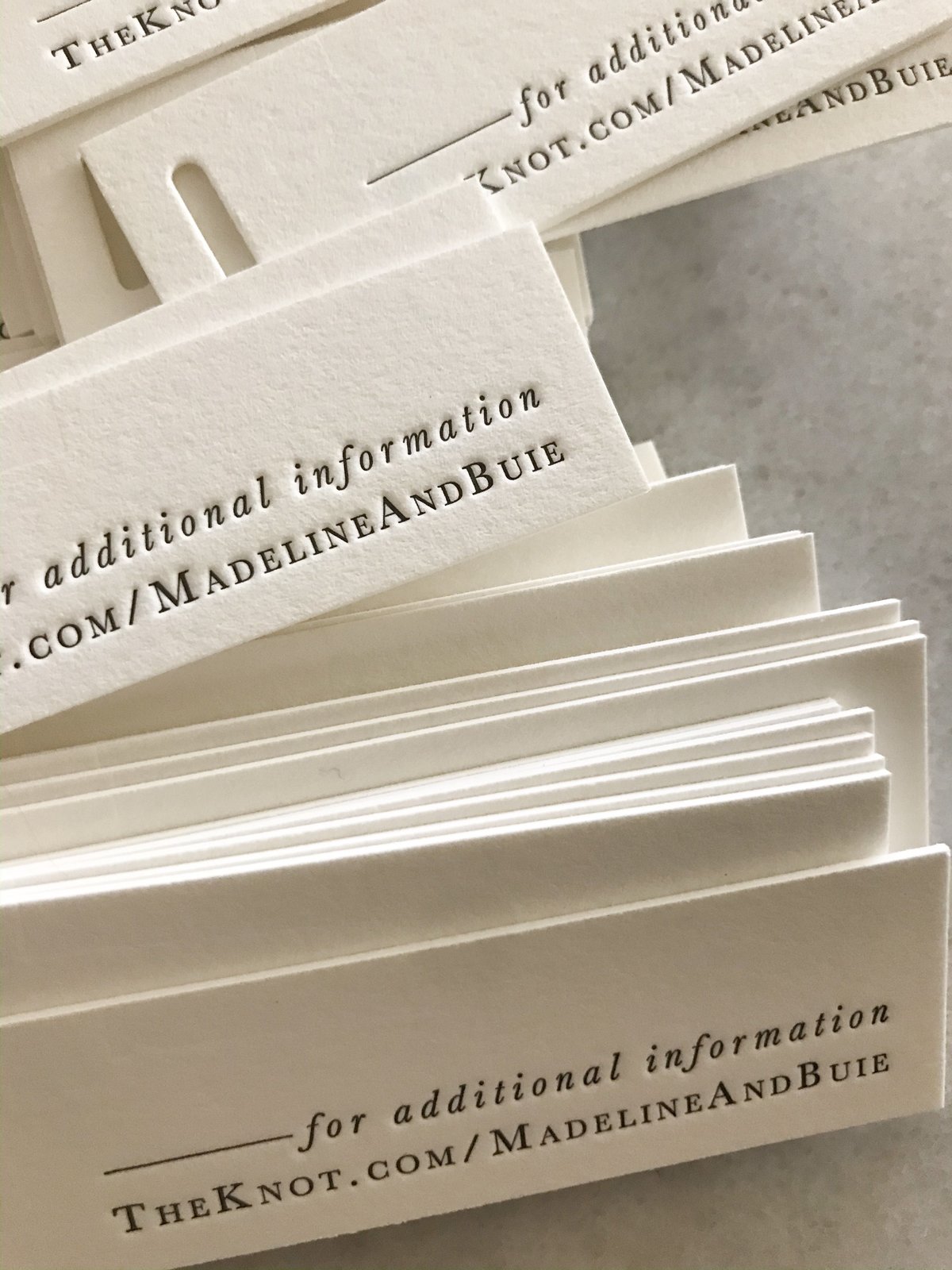 letterpress details card information card with website