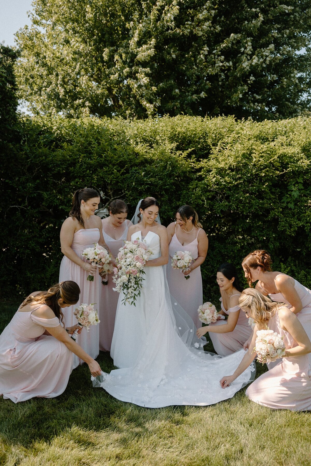 bride with bridesmaids