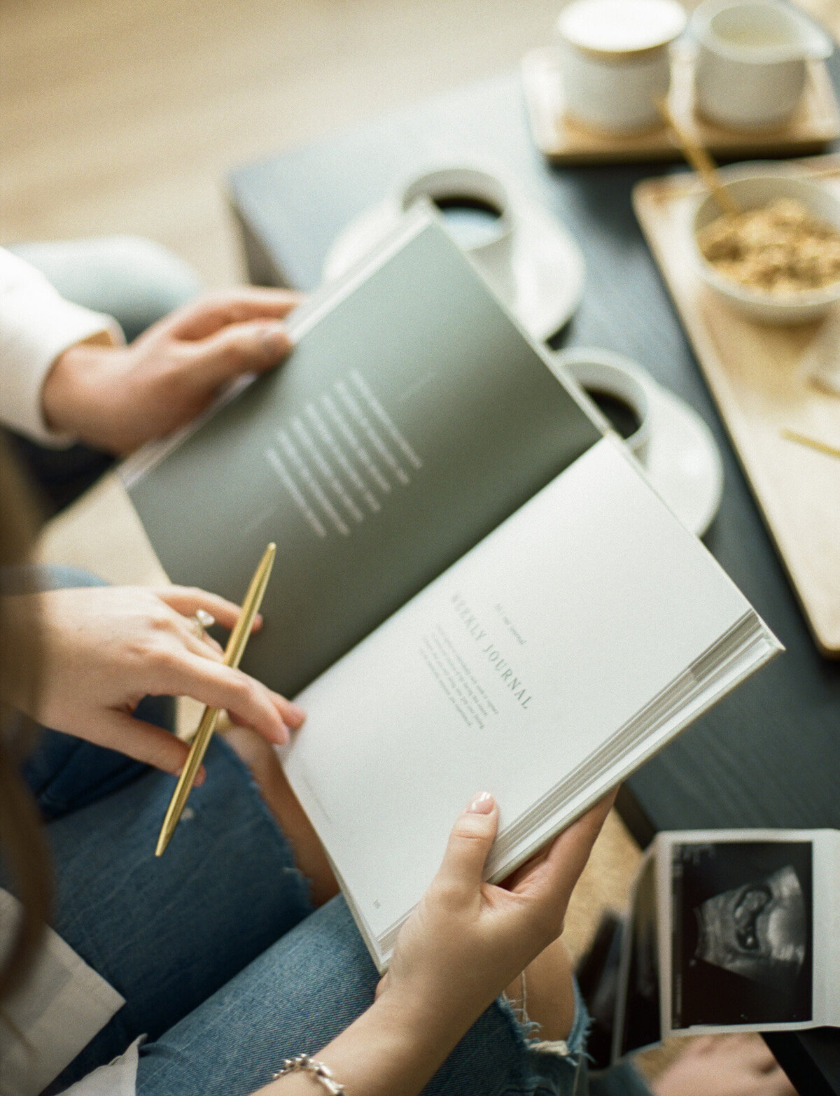 film product photography, branding photography of couple journaling, Season Journals