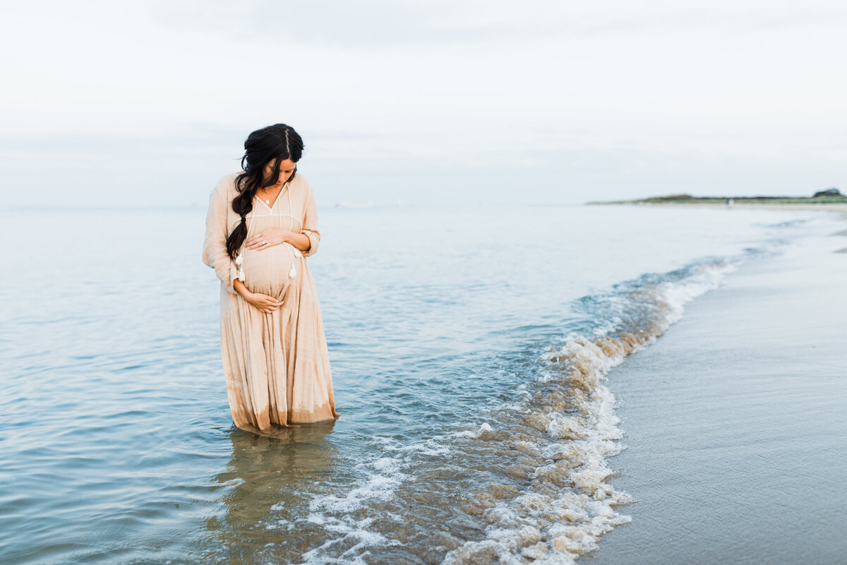 Boho Maternity Photoshoot at Studland Beach, Dorset.