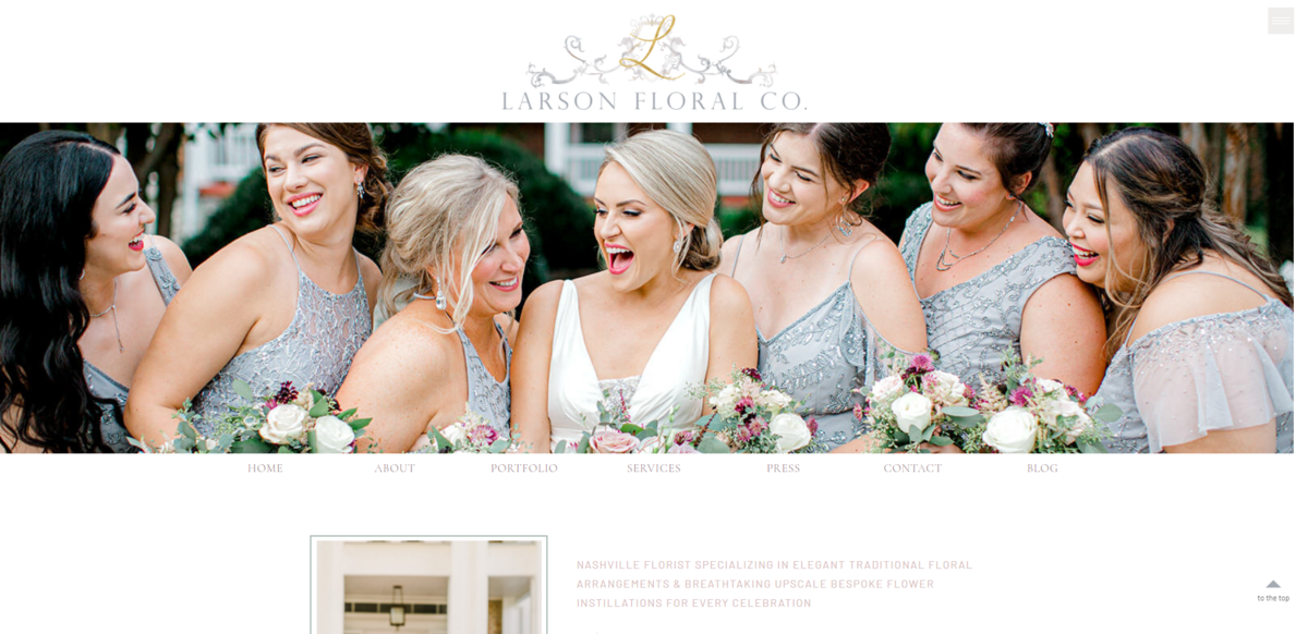 Screenshot of Showit designed website for Larson Floral Co