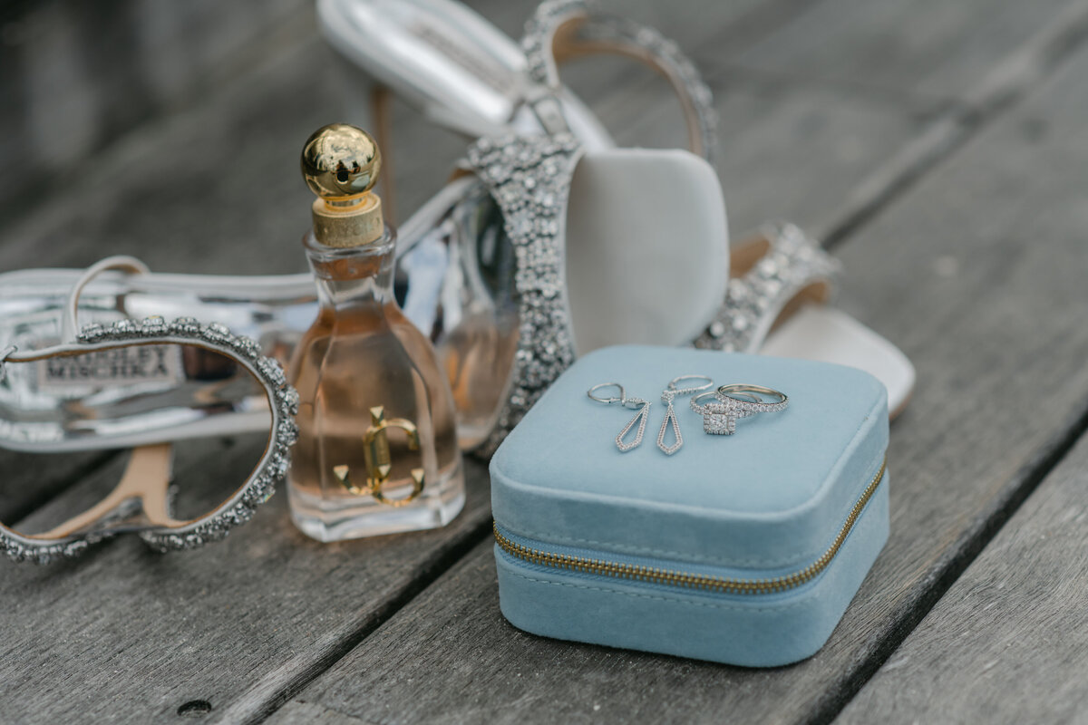 brides luxury details with a blue box