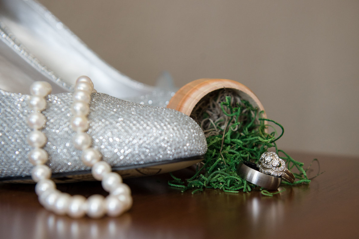 macro color photograph pearls rings shoes
