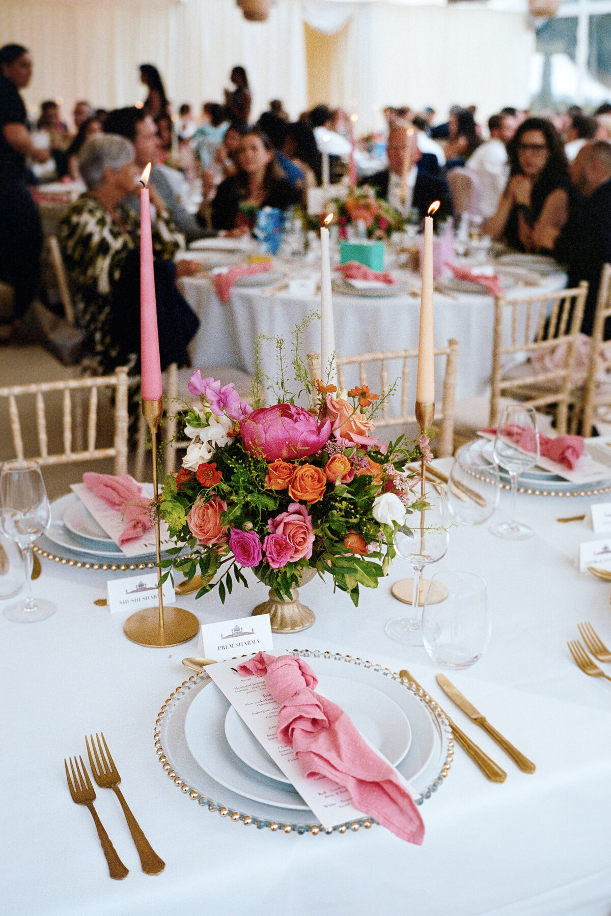 Dinner and speeches at Sezincote wedding