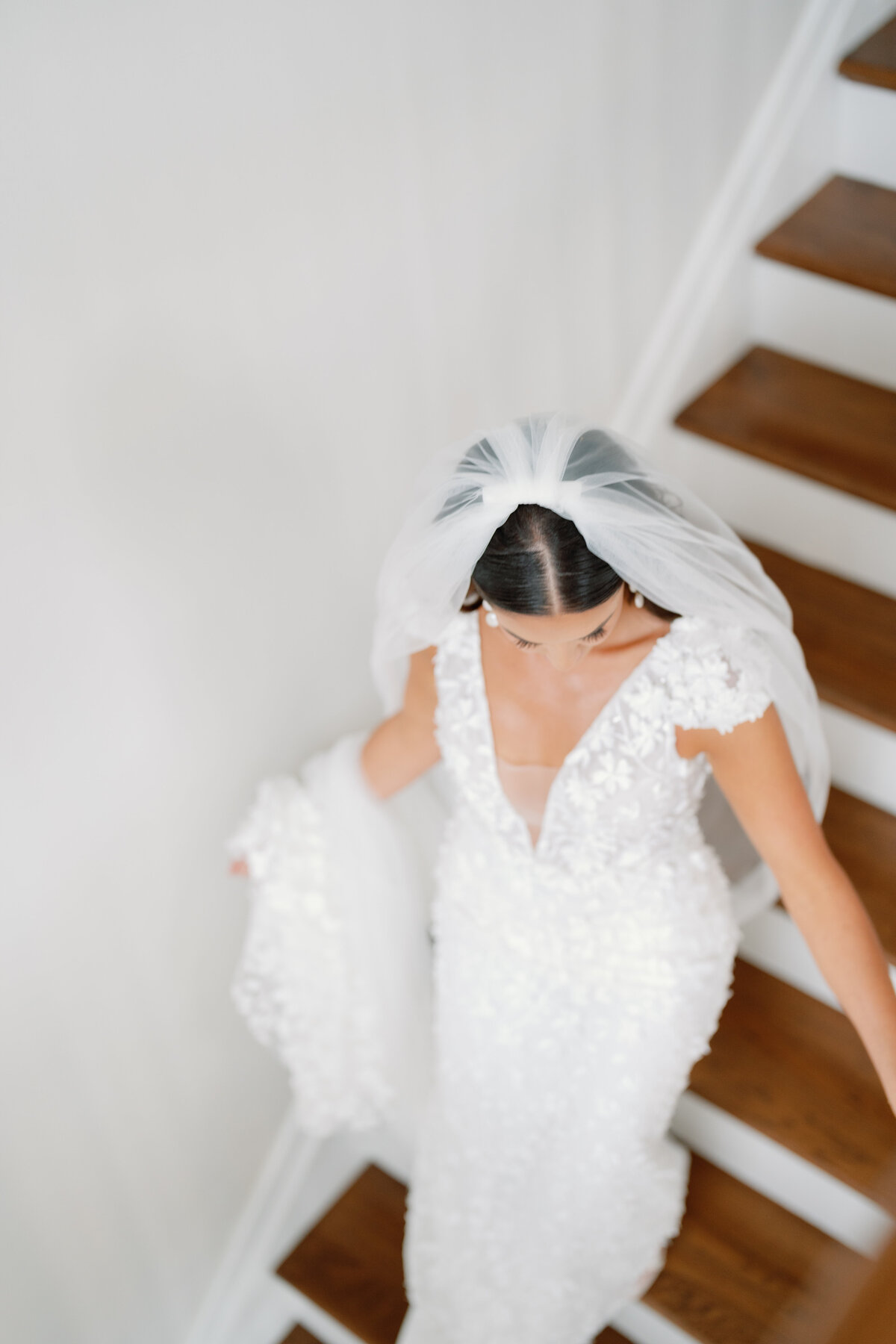 Bride walking down the steps