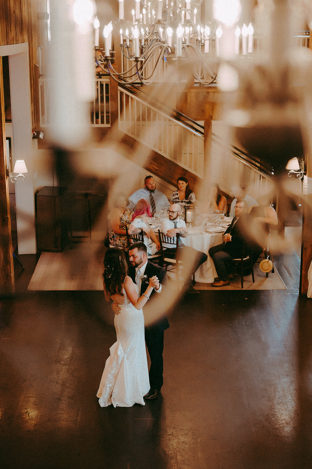 bride and groom slow dancing at their wedding