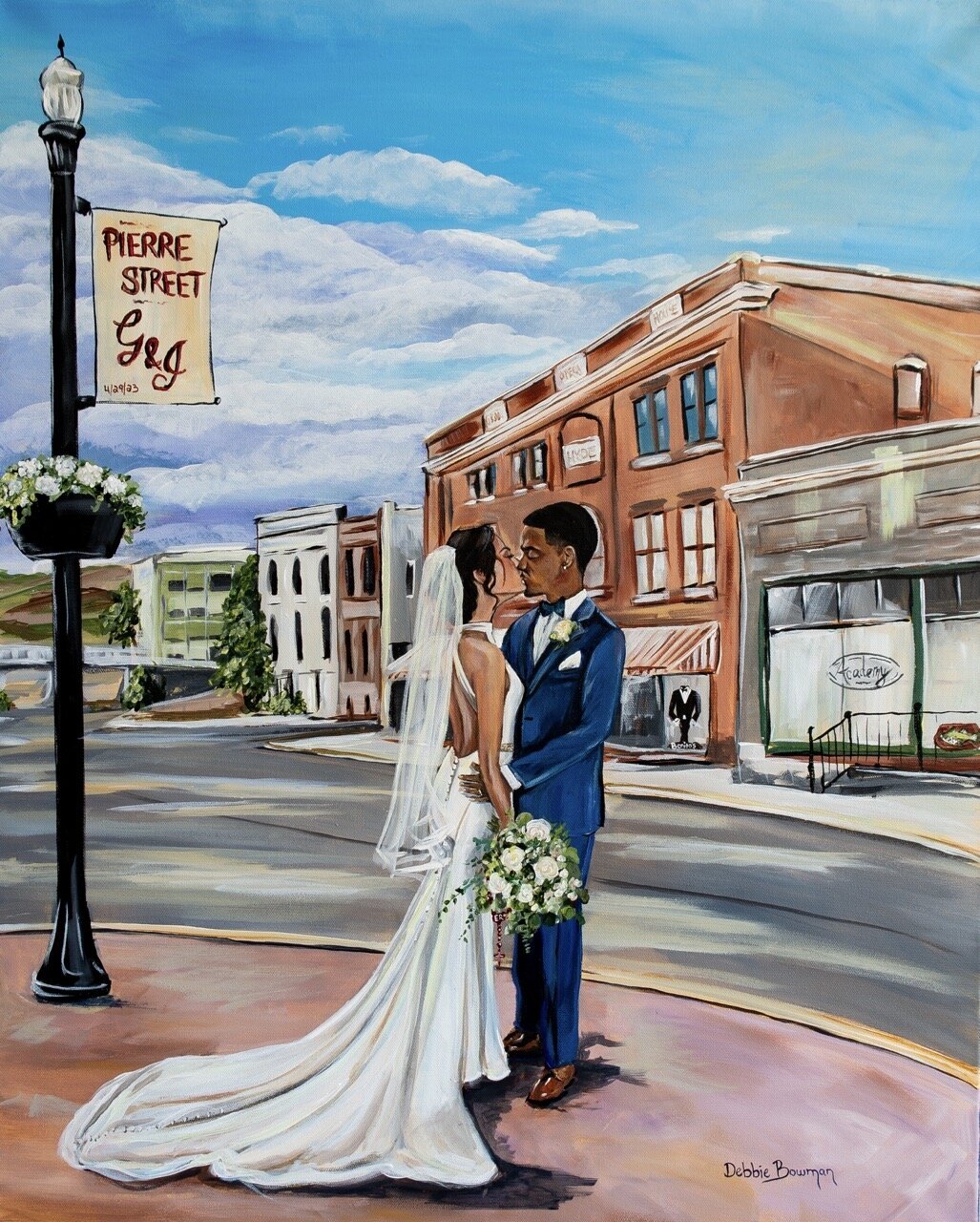 Live wedding painting outside of Drifters in Pierre South Dakota