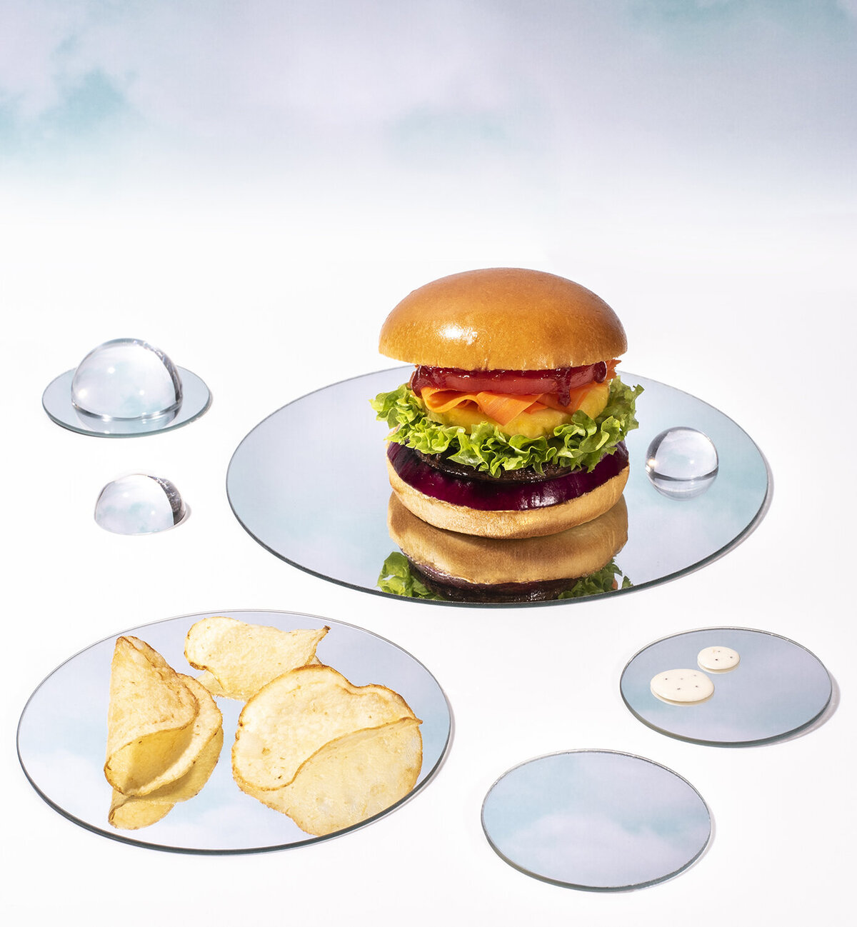 food photography veggie burger rainbow