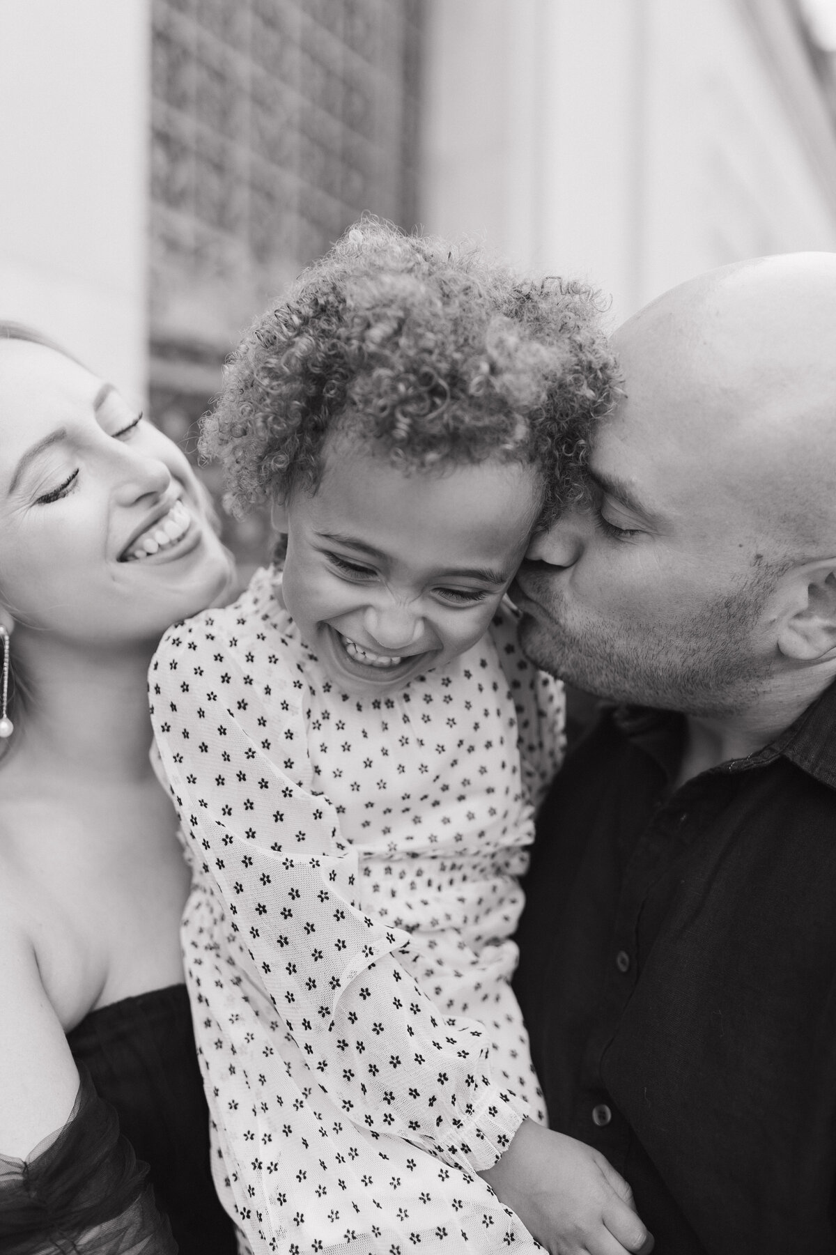 Black and white Indianapolis candid family photo