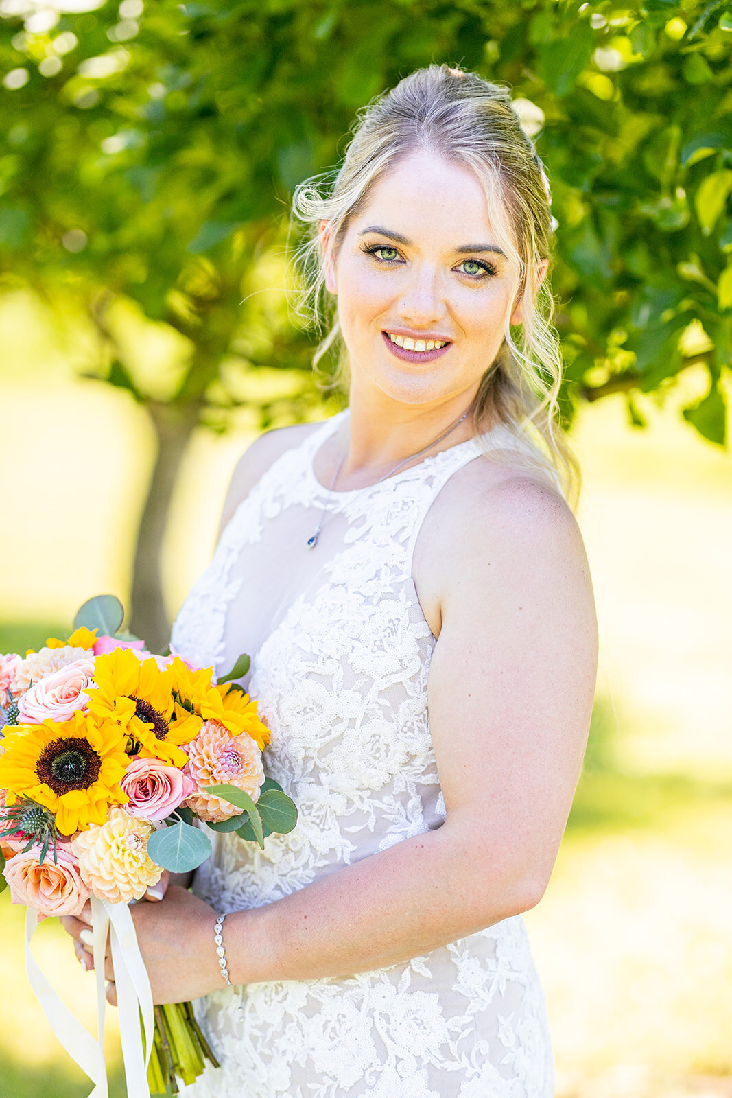 Bridal portrait with flowers