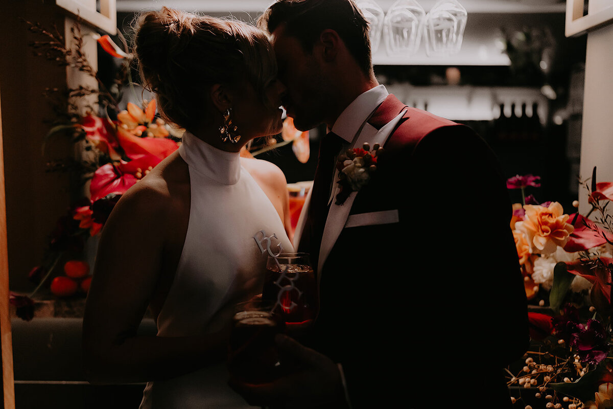 Bride-and-groom-at-wedding-bar