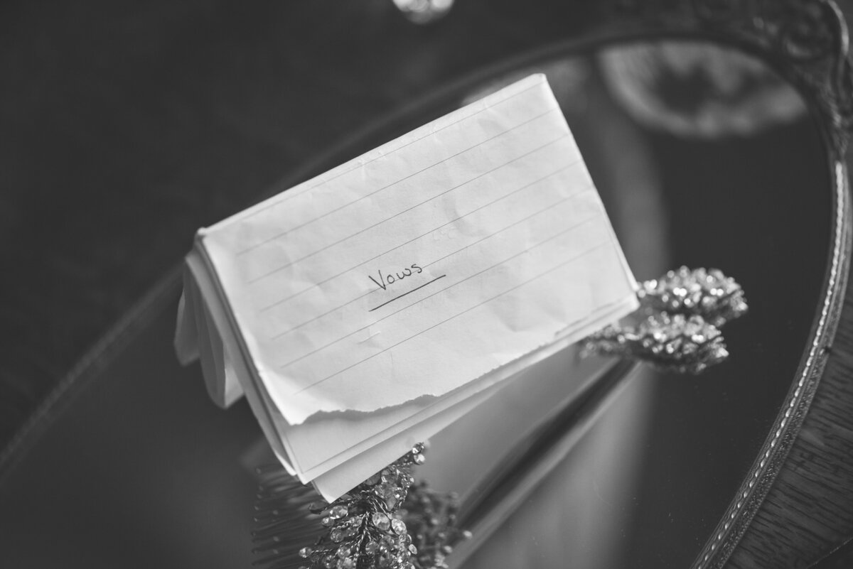 Wedding vows hand written letter.