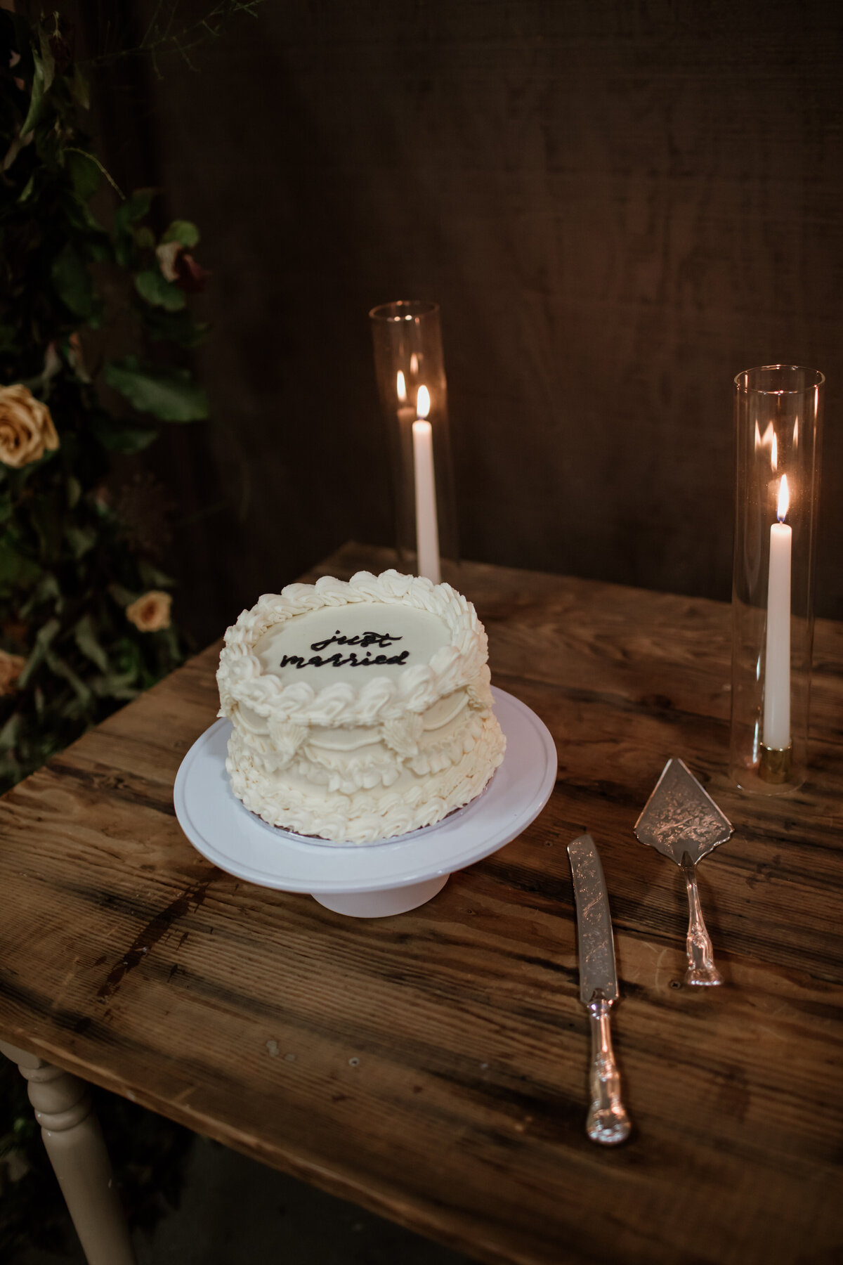 A minimal “just married” cake captured by Fort Worth wedding photographer, Megan Christine Studio