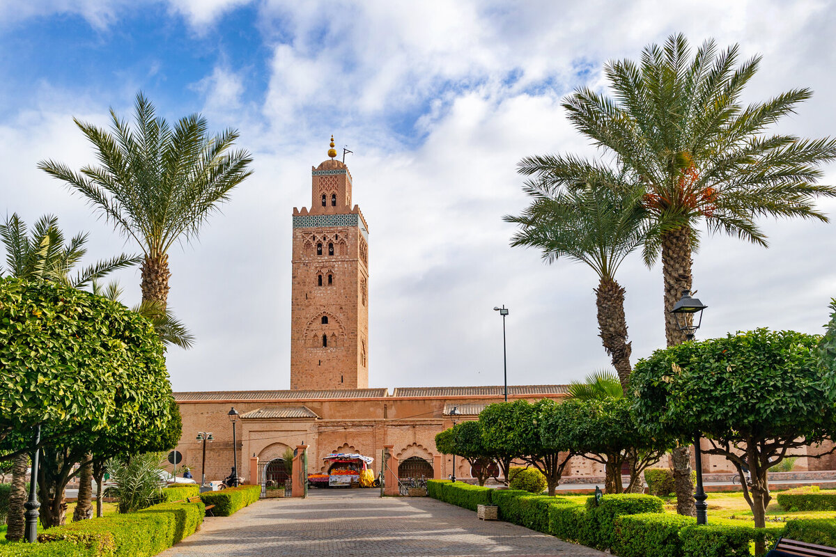 Waterstone - Travelive - Morocco - Luxury Destination Management Company - Koutoubia Mosque minaret in medina quarter of Marrakesh,