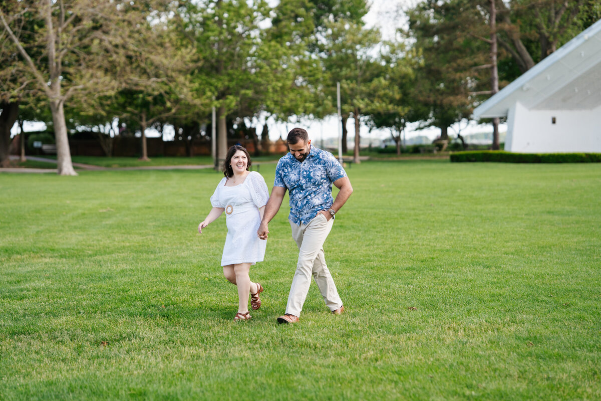 Natural light engagement portrait at Lynch Park’s rose garden in Beverly, Massachusetts