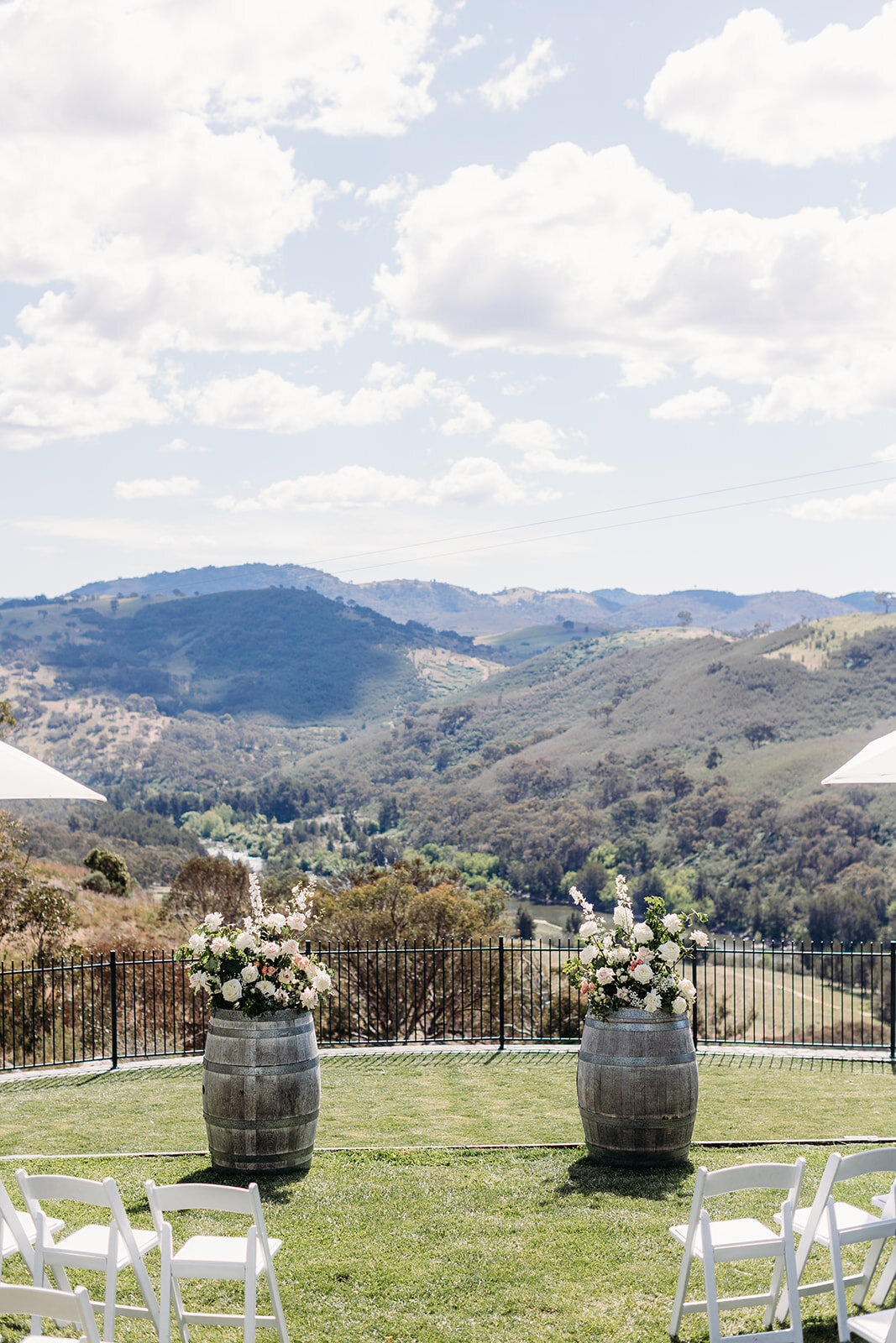 View of the ceremony space at Brindabella Hills Winery overlooking the Murrumbidgee River