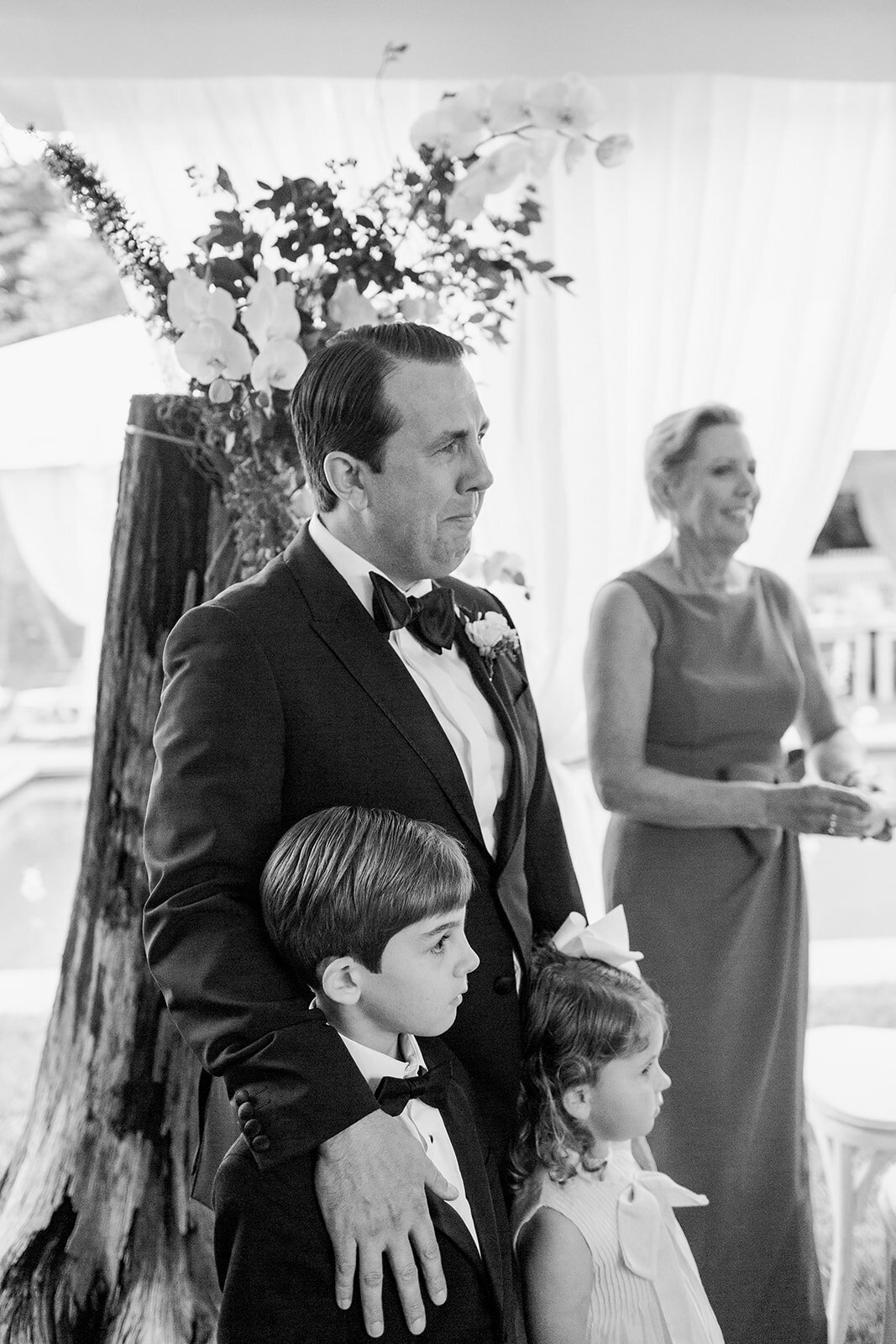 Groom with Ring Bearers at Wedding