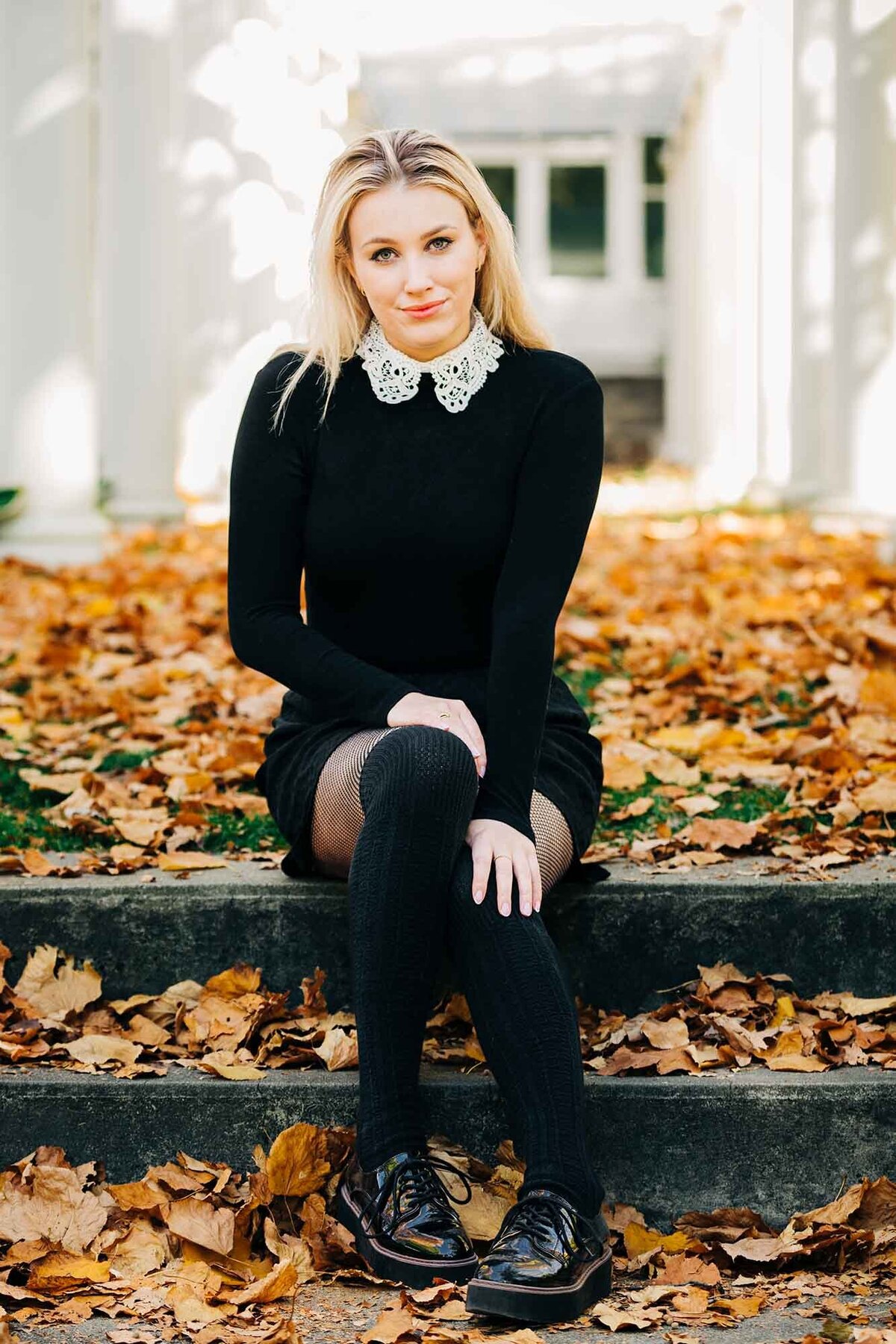 Fall portrait of Montana model at Daly Mansion, Hamilton, MT