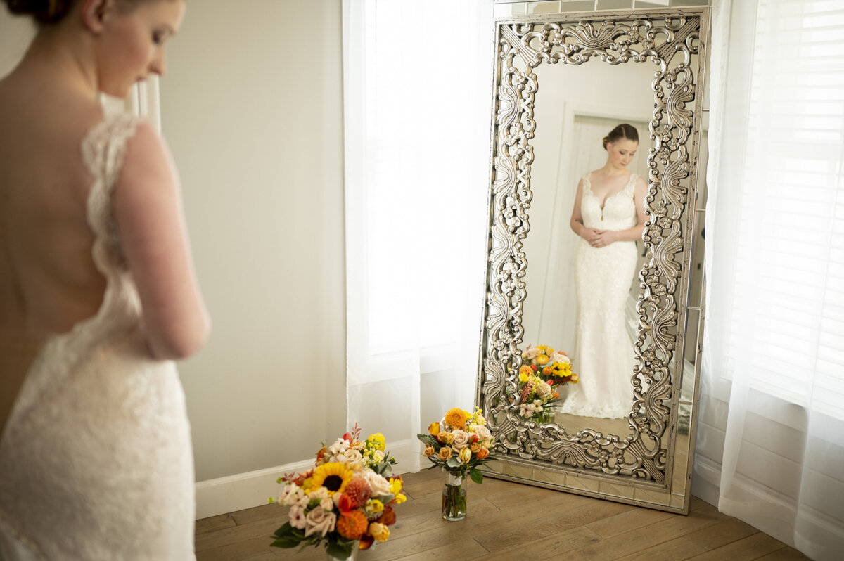 The Barn at Raccoon Creek wedding day with Bride and Groom