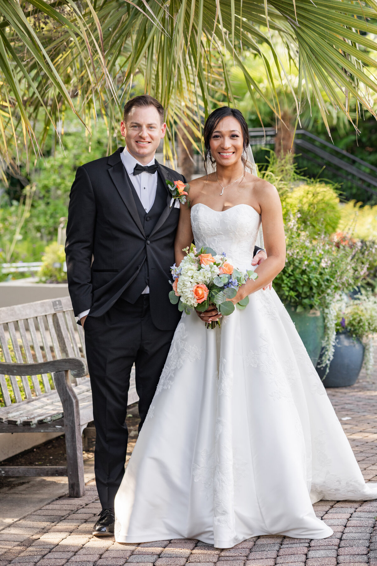 Bride-and-Groom-smiling-at-UGA-Botanical-Garden-Athens-Georgia