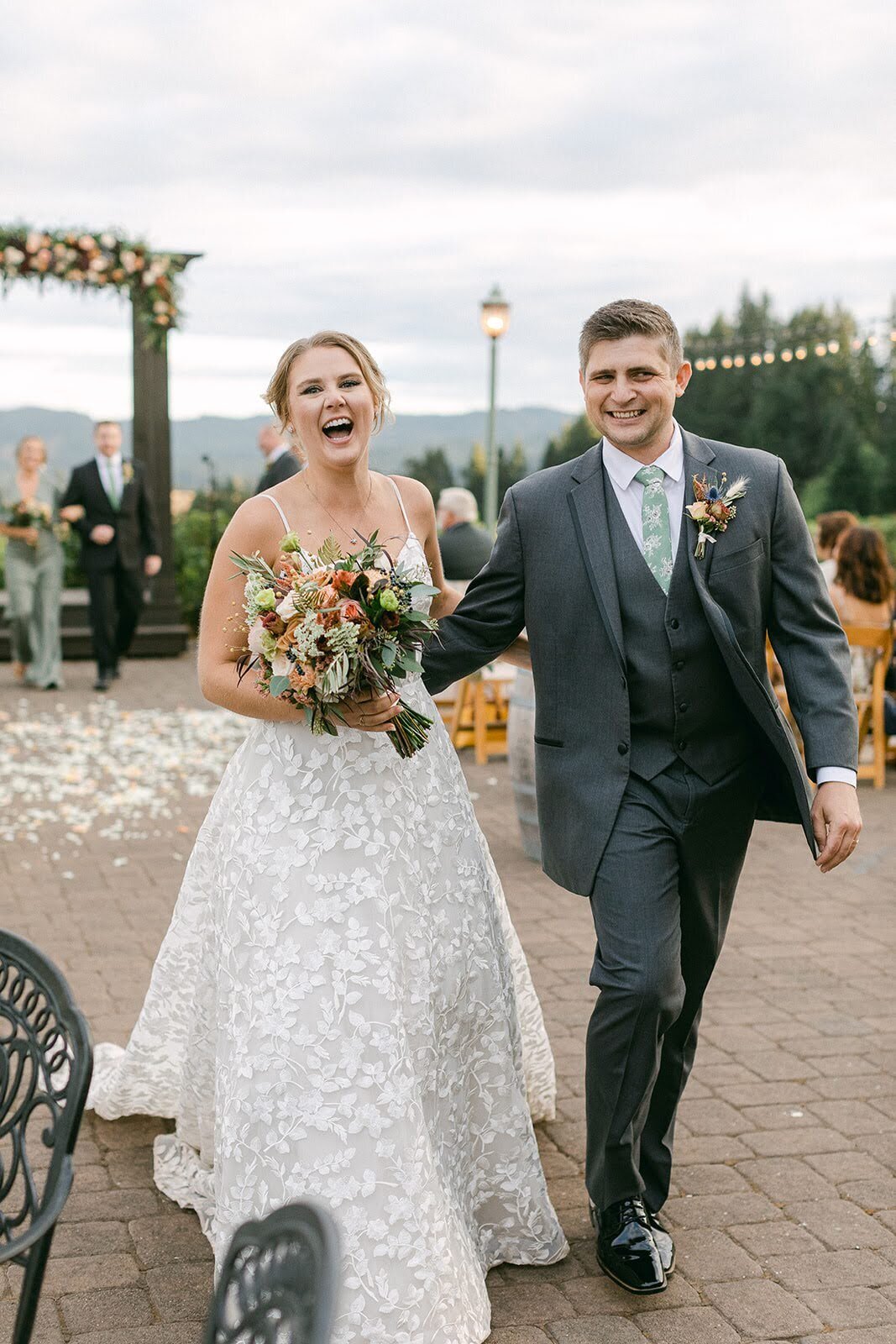 Bride and groom at their wedding.