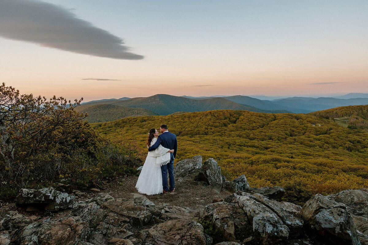 A bride and groom take a quiet moment for themselves after their elopement ceremony